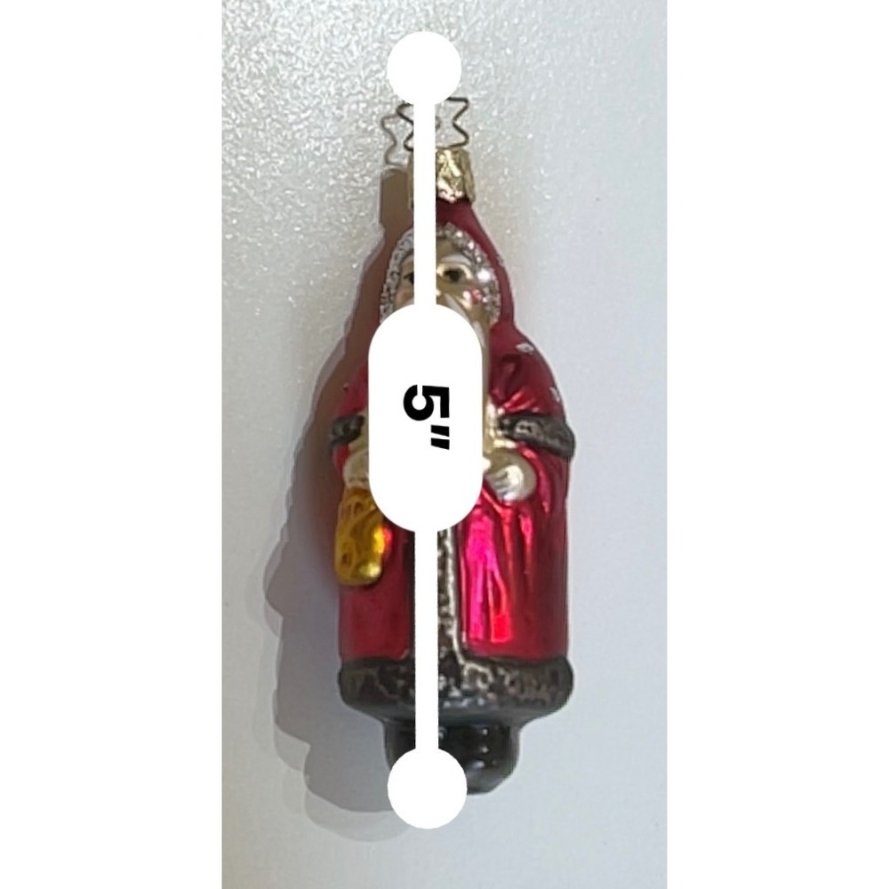 Inge-Glas Santa Ornaments Mouth Blown Hand Painted Glass Traditional Christmas - Picture 6 of 6